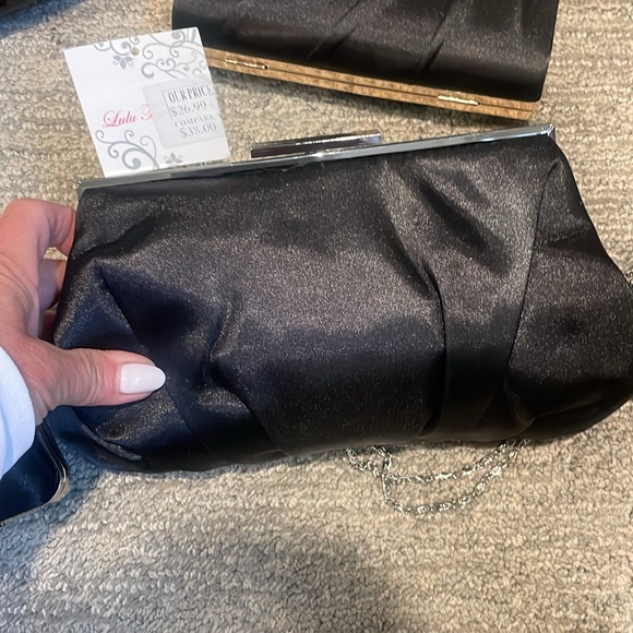 5 Evening Bags Black Clutches and Wristlets with Shiny&  Matte Finishes $10 each - Picture 3 of 7